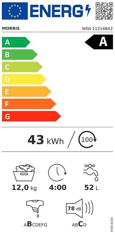 ΠΛΥΝΤΗΡΙΟ ΡΟΥΧΩΝ 12KG WIW-11214BA2 MORRIS