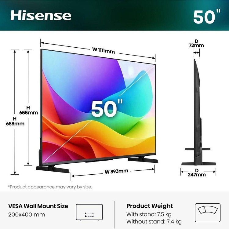 TV 50'' HI-QLED 50A5S HISENSE
