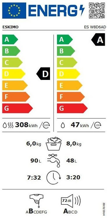 ΠΛΥΝΤΗΡΙΟ - ΣΤΕΓΝΩΤΗΡΙΟ ΡΟΥΧΩΝ ES W8D6AD ESKIMO