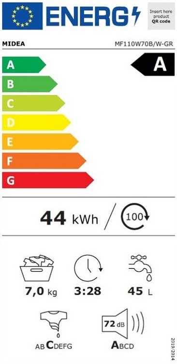 ΠΛΥΝΤΗΡΙΟ ΡΟΥΧΩΝ MF110W70B/W-GR MIDEA