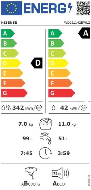 ΠΛΥΝΤΗΡΙΟ - ΣΤΕΓΝΩΤΗΡΙΟ ΡΟΥΧΩΝ WD1I1142BWL2 HISENSE