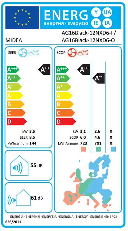 A/C AG16BLACK-12NXD6 BLACK CRYSTAL (ΕΣΩΤ-ΕΞΩΤ) MIDEA